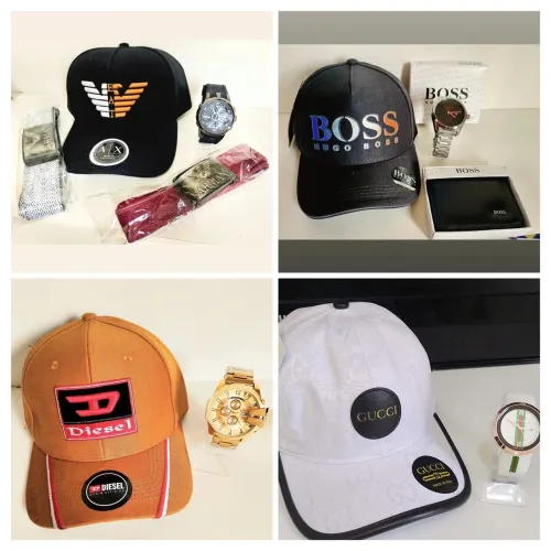 Kit relógio,boné ,cinto , carteira 