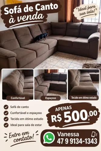 Sofá de canto confortável.