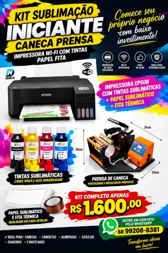 KIT SUBLIMAÇÃO INICIANTE - COMPLETO POR APENAS R$ 1.600,00!