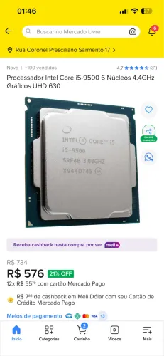 Processador I5 9500 UHD GRAPHICS