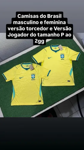 Camisas Brasil Versão torcedor e Versão Jogador tamanho P ao 2gg masculino e feminina 