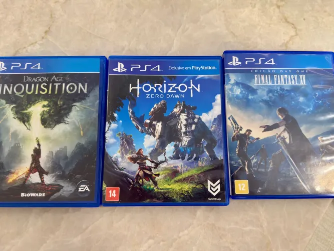 Jogos PS4 Mídia Física - Horizon Zero Dawn, Final Fantasy XV, Dragon Age