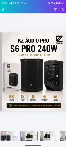 Caixa ativa KZ Áudio S8 Pro bateria interna