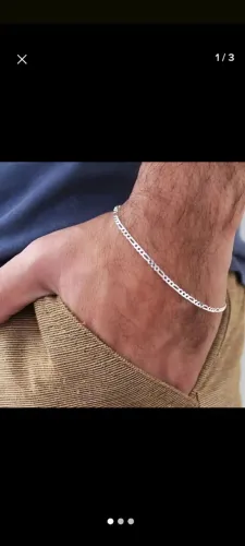 Pulseira Prata masculina 3x1 2mm usada poucas vezes. (Meu braço é grosso)