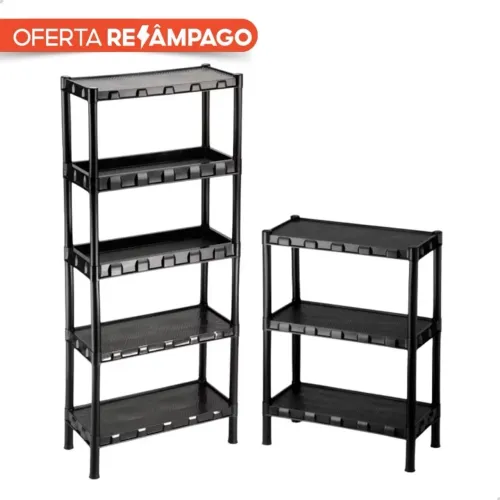 KIT 2 Estante com 4 Prateleira Organizadora de Plástico Modular Multiuso