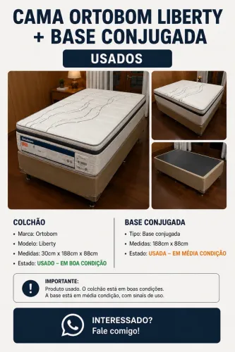 Colchão Ortobom Liberty (1,88m x0,88 m) + Base de Solteiro