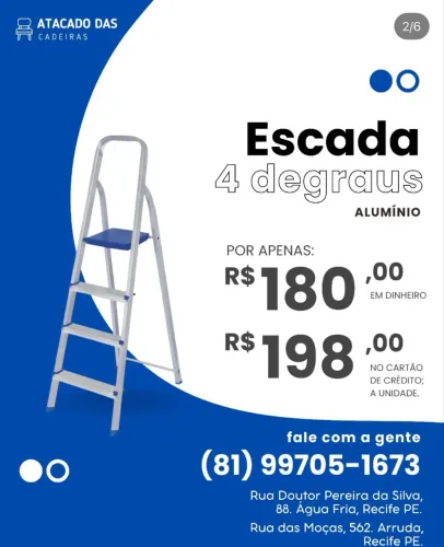 Escada em alumínio é no Atacado das Cadeiras