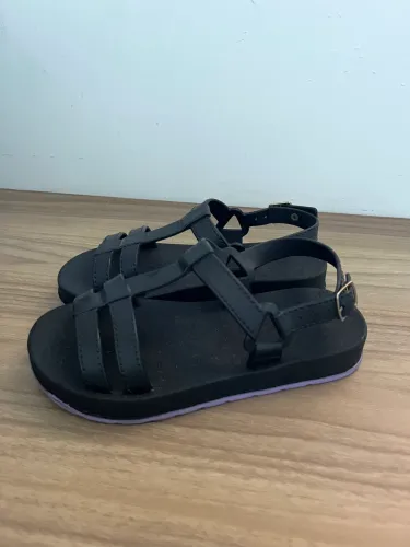 Sandália Papete Infantil Preta e Lilás Confort Tam 29/30