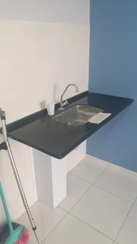 Pia Cozinha Granito Sintetico 120x52cm + Pia Banheiro