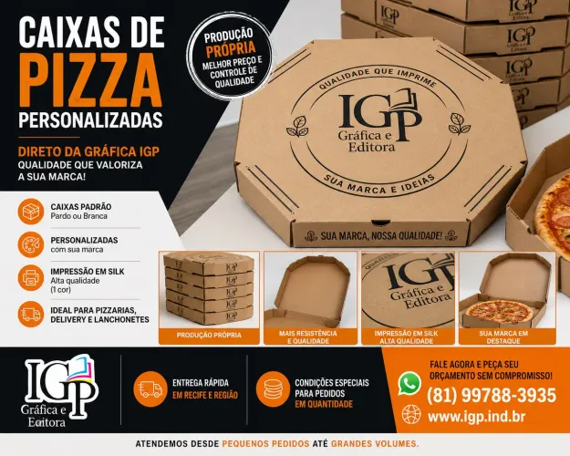 Caixas de Pizza Personalizadas | Direto da Gráfica IGP | Entrega Rápida em Recife