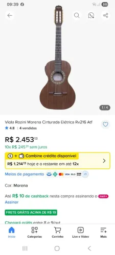 Viola rozini morena elétrica e acústica