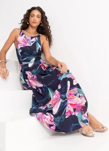 Vestido novo c/ tag. Vestido longo Lília azul antártico.