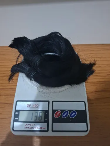 Cabelo Humano 42cm Preto Tingido - 136g