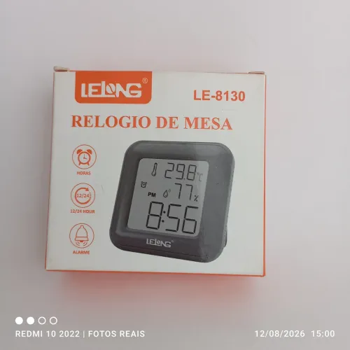Relógio de mesa temperatura umidade alarme data