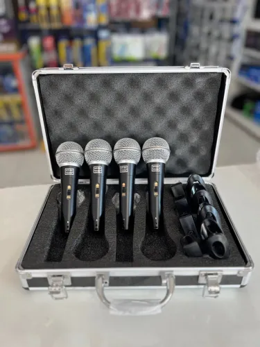 4 Microfone com fio mais suportes