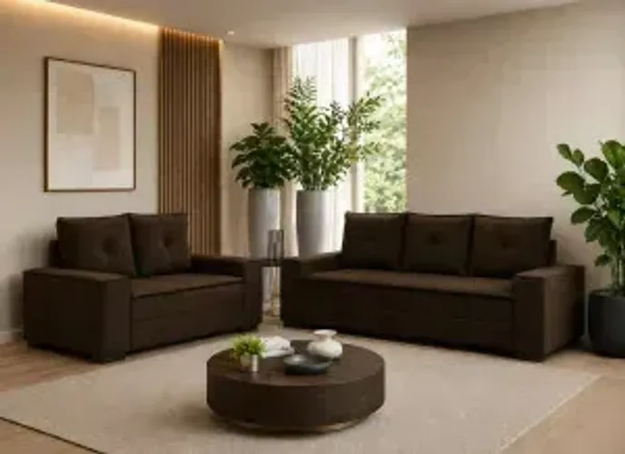sofá 2 e 3 Lugares Barcelona Marrom