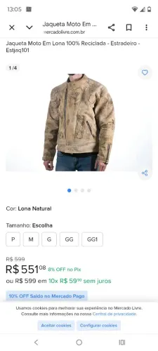JAQUETA LONA DE CAMINHÃO G/GG