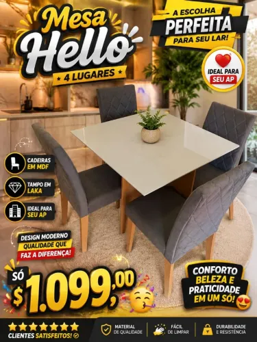Mesa nova na promoção