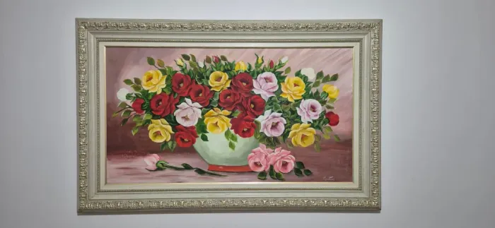 Quadro Pintura Vintage Antigo (Óleo sobre tela) Assinado por Sônia Velasco 110x70c