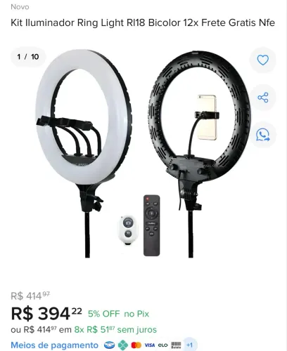 Ring light 18 polegadas 