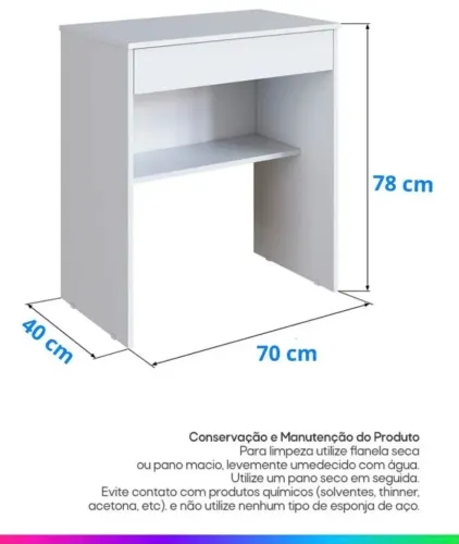 Escrivaninha bonatto P/ computador com 1 Gaveta Branco