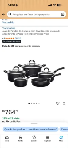 Jogo de Panelas Tramontina Mônaco Preto