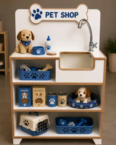Pet shop infantil de madeira mdf