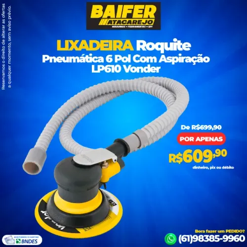 Lixadeira Roquite 6 Pol Com Aspiração LP610  Vonder
