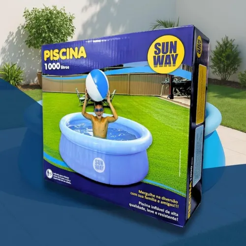 Piscina 1000 litros redonda sun way a pronta entrega novas