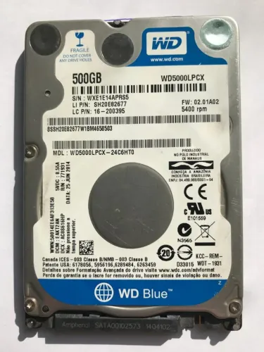 HDs 2,5" 500GB 9,5mm e 7mm (Slim) 05 unid. SAÚDE 100% LEIA A DESCRIÇÃO.