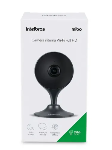 Câmera Inteligente Interna iM3 C Preto Intelbras WiFi Full HD Visão Noturna e Aúdio