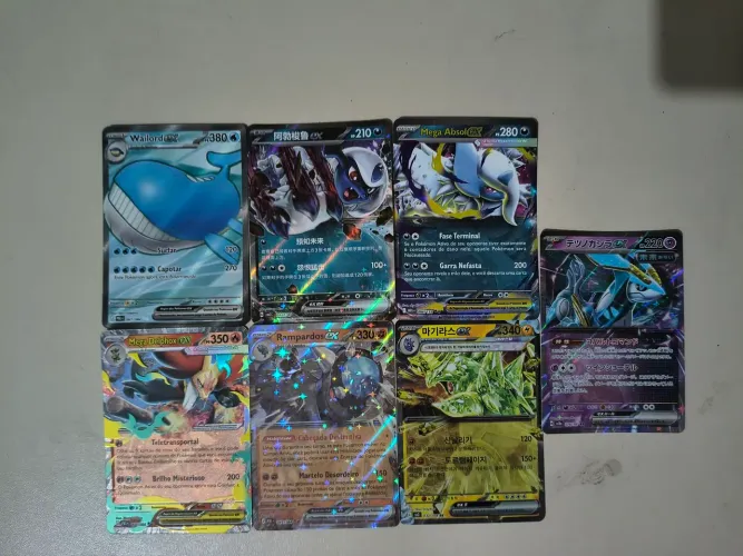 Lote de 7 cartas especiais Pokémon 