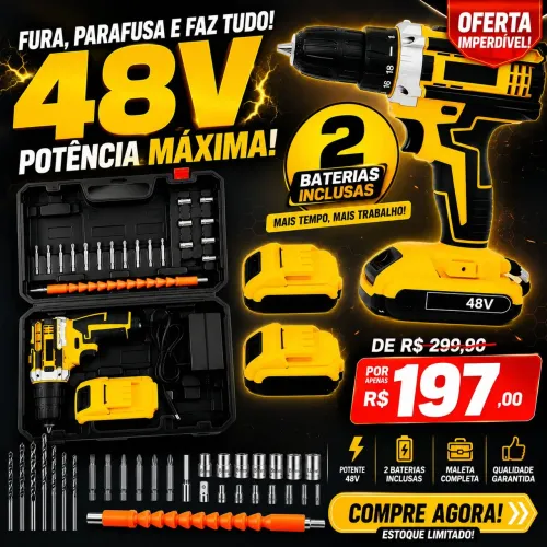 Parafusadeira e Furadeira 48V Sem Fio
