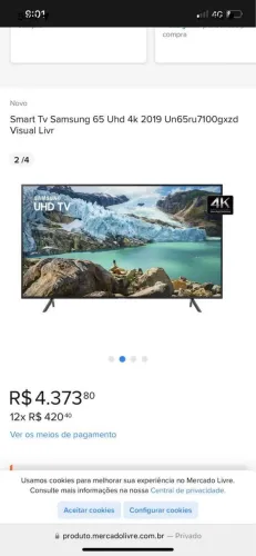 Tv Samsung HD 65 polegadas R$3.500