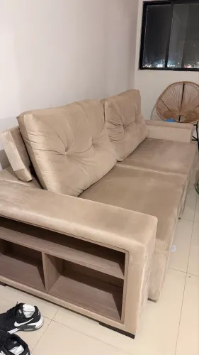 Sofá retrátil bege