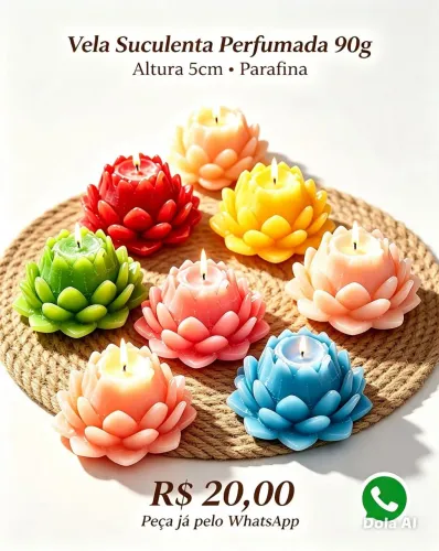 Velas suculentas aromáticas 20 reais