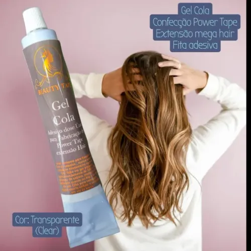 gel cola para confecção de mega hair fita adesiva 30g-transparente