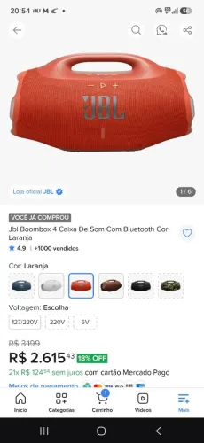 Caixa jbl bom box 4 nova na caixa