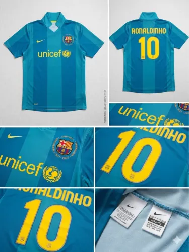 Camisa Barcelona 2007/08 Reserva - Ronaldinho #10 - Original de Época (Camp Nou 50 Anos)
