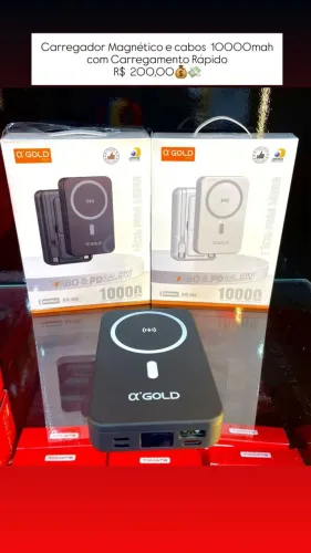 Bateria portatil indução + cabo 10000mah agold