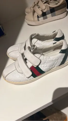 Tênis Gucci GG Infantil Couro Branco e velcro TAM 29