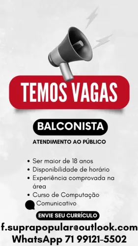 Vaga para balconista