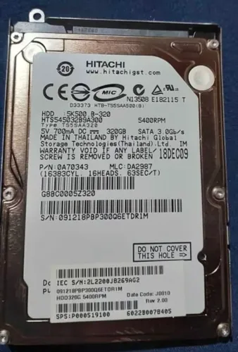 Vendo HD notebook 320 gb