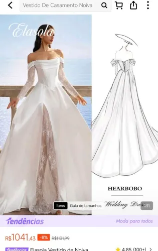 Vestido de noiva seminovo.