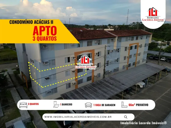 Condomínio Residencial Acácias II, 3 quartos, 1 vaga coberta, 66m², Use FGTS, 1º Andar