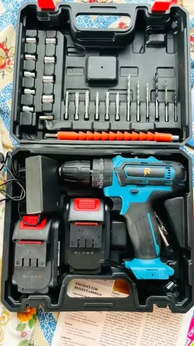 Parafusadeira Furadeira Elétrica Sem Fio Impacto 48V 2 Baterias