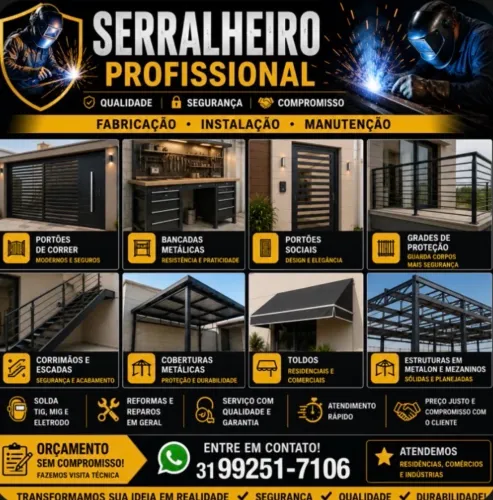 SERRALHEIRO PROFISSIONAL | PORTÕES, GRADES, TOLDOS E ESTRUTURAS METÁLICAS.