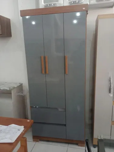 Lindo roupeiro solteiro 3 portas grafite perolizado Entrega e montagem grátis