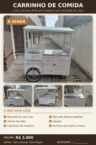 BELO CARRINHO PRONTO PARA TRABALHAR, EXCELENTE PARA RUA OU EVENTOS...