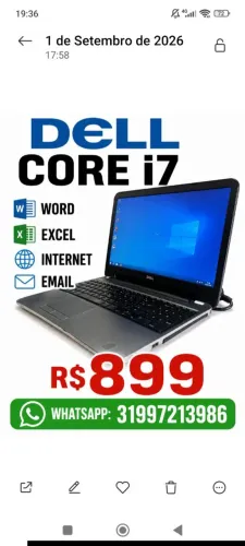 NOTEBOOK DELL CORE i7- R$899- PROMOÇÃO 04/09/26